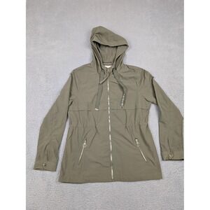Ashley Sunrise Collection Jacket Womens Large Green Hooded‎ Anorak Full Zip Coat